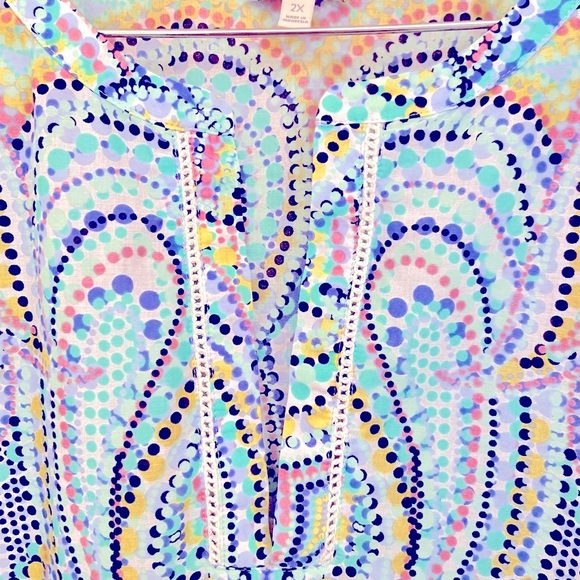 Talbots Womens Multi Color 100% Cotton Top Size 2X Pristine Condition - Picture 3 of 12